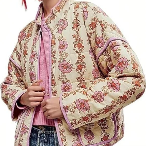 Floral Quilted Chore Barn Jacket Puffer - Picture 1 of 8